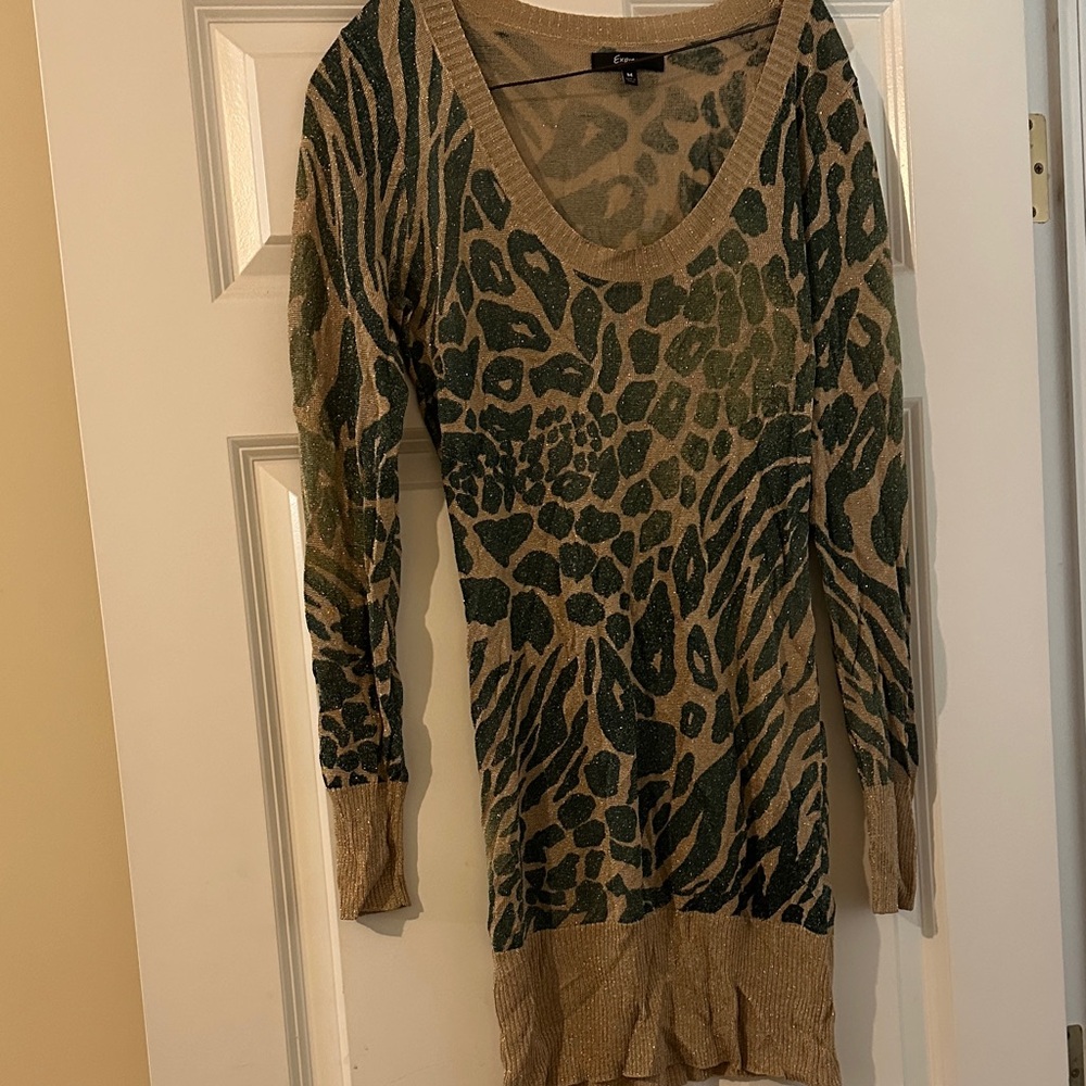 Express Animal Print Sweater Dress